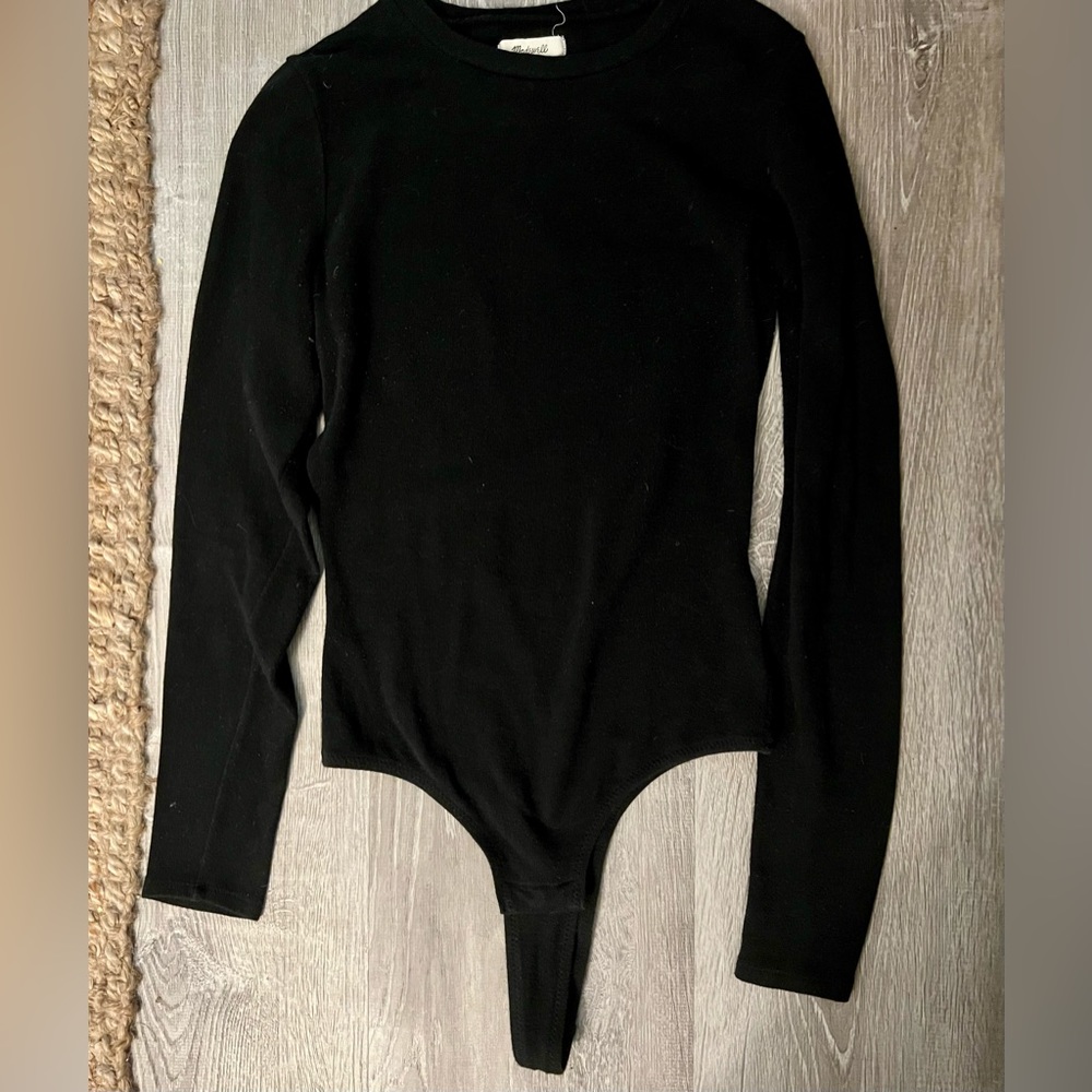 Madewell Crewneck Thong Bodysuit - Black